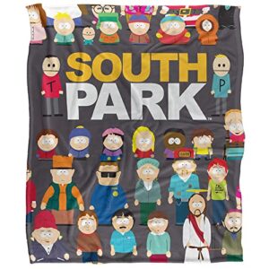 South Park Blanket, 50"x60", Full Cast Silky Touch Sherpa Back Super Soft Throw Blanket