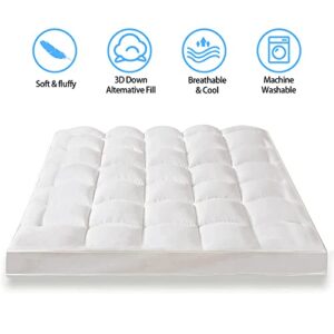 Cymula Mattress Topper Queen, Extra Thick Mattress Pad Pillow top for Deep Sleep, Soft Mattress Protector Cover with 8"-21" Deep Pocket Overfilled 3D Snow Down Alternative Filling (White)