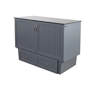 AFI Nantucket Murphy Bed Chest Queen Grey with Charging Station & Cool Soft Mattress