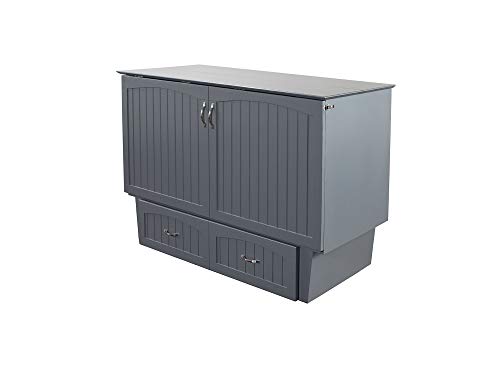 AFI Nantucket Murphy Bed Chest Queen Grey with Charging Station & Cool Soft Mattress