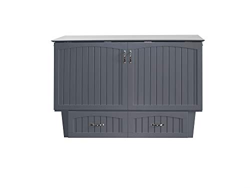 AFI Nantucket Murphy Bed Chest Queen Grey with Charging Station & Cool Soft Mattress