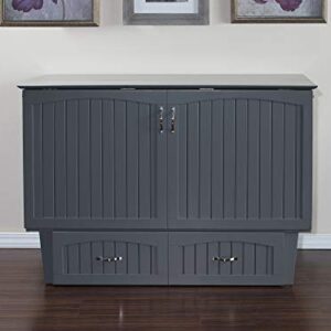 AFI Nantucket Murphy Bed Chest Queen Grey with Charging Station & Cool Soft Mattress