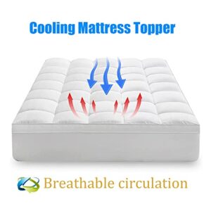 King Size Mattress Topper Extra Thick Cooling Mattress Pad Cover 3D Snow Down Alternative Fill Pillow Top with 8-21 Inch Deep Pocket