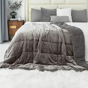immtree sherpa fleece weighted blanket 12lbs for adult, soft flannel shaggy cozy fuzzy fluffy heavy hug blanket, dual sided sofa bedding bed sofa blanket for better sleep, 48 x 72 inches, grey
