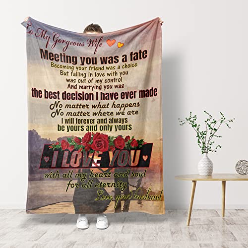 Wife Blanket from Husband, Blanket Wife Birthday Gifts, Blanket Best Ever Gifts, Christmas Day Present Idea for Wife, Wedding Anniversary Wife Blanket Gifts Flannel Throw Blankets 12.90*10.62*1.18In 