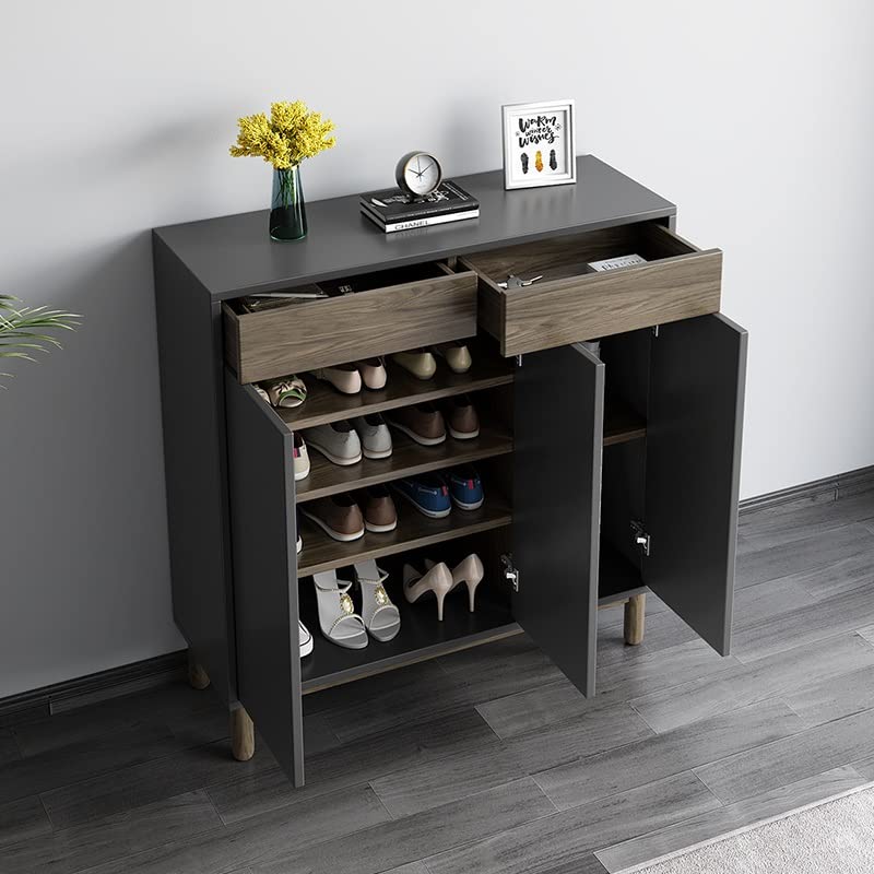 JYDQM Nordic Wooden Simple Shoe Cabinets Thin Design Entrance Vertical Wooden Shoe Home Furniture