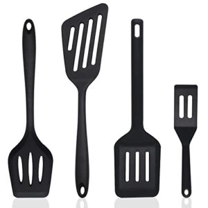 silicone spatula set of 4 - non-stick pan silicone spatula turner, silicone slotted fish turner easy to clean, slotted spatula for eggs, pancakes, omelets