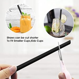 RENYIH 400 Pcs Black Boba Straws Jumbo Smoothie Straws,Individually Wrapped Disposable Plastic Large Wide-mouthed Milkshake Drinking Straws(0.43" Wide X 9.45" Long)