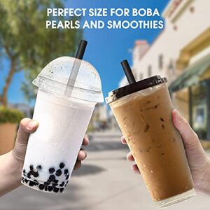 RENYIH 400 Pcs Black Boba Straws Jumbo Smoothie Straws,Individually Wrapped Disposable Plastic Large Wide-mouthed Milkshake Drinking Straws(0.43" Wide X 9.45" Long)