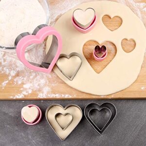 BakingWorld Heart Cookie Cutter Set,9 Piece Heart Shapes Stainless Steel Cookie Cutters Mold for Cakes Biscuits and Sandwiches,0.98"/1.45"/1.57"/1.96"/2.04"/2.32"/2.75"/3.18"/3.74" Assorted Sizes