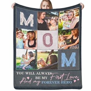 custom blanket, mothers day birthday gifts for mom: made in usa, personalized blanket with photos, memorial gifts for mom from daughter son customized blankets with photos for mom grandma women