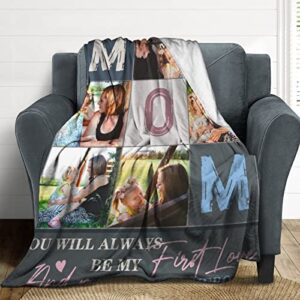 Custom Blanket, Mothers Day Birthday Gifts for Mom: Made in USA, Personalized Blanket with Photos, Memorial Gifts for Mom from Daughter Son Customized Blankets with Photos for Mom Grandma Women