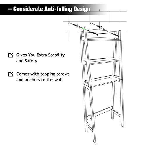 DORTALA 3-Shelf Over-The-Toilet Storage Rack, Free Standing Bathroom Organizer, Multifunctional Bathroom Space Saver, Long-Lasting & Lightweight Deign, Stylish Look Fit Any Room, White