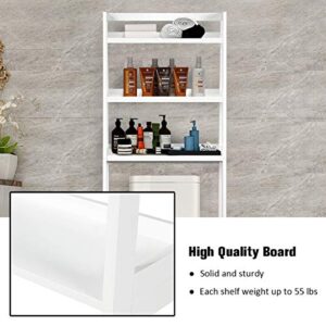 DORTALA 3-Shelf Over-The-Toilet Storage Rack, Free Standing Bathroom Organizer, Multifunctional Bathroom Space Saver, Long-Lasting & Lightweight Deign, Stylish Look Fit Any Room, White