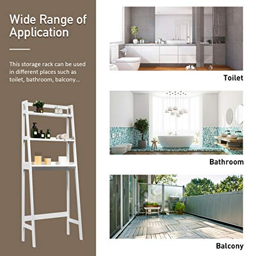 DORTALA 3-Shelf Over-The-Toilet Storage Rack, Free Standing Bathroom Organizer, Multifunctional Bathroom Space Saver, Long-Lasting & Lightweight Deign, Stylish Look Fit Any Room, White