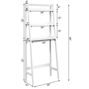 DORTALA 3-Shelf Over-The-Toilet Storage Rack, Free Standing Bathroom Organizer, Multifunctional Bathroom Space Saver, Long-Lasting & Lightweight Deign, Stylish Look Fit Any Room, White