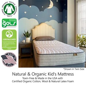 Natural & Organic Kid's Mattress, Toxin-Free, Made in The USA with Certified Organic Cotton, Wool and Natural Latex Foam - Twin Size