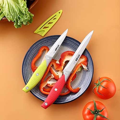 VITUER Chef Knife, 12PCS Knife Set, Multicolor Kitchen Knife, 8 Inch Chef Knife, 4.5 Inch Utility Knife, 4 Inch Paring Knife, Stainless Steel Chef Knife Set with Accessories