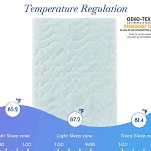 3-Zone Cooling Queen Mattress Pad, Quilted Mattress Pad Queen Size, Deep Pocket Fits 8-20 Inch Mattress