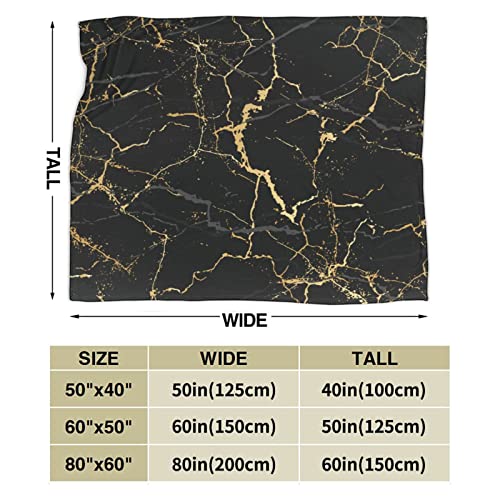 Perinsto Black and Golden Yellow Marble Throw Blanket Ultra Soft Warm All Season Marbling Texture Decorative Fleece Blankets for Bed Chair Car Sofa Couch Bedroom 50"X40"