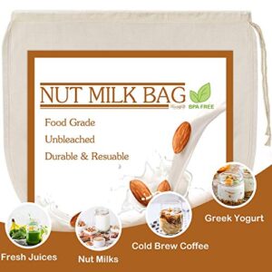 3 PCS 12"x12" Nut Milk Bags - 100% Unbleached Cotton Cheesecloth, Reusable Food Strainer Colander For Straining Almond/Oat Milk, Celery Juice, Cold Brew Coffee, Yogurt and Cheese Making