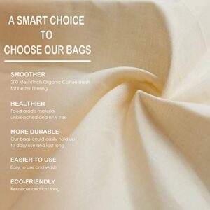 3 PCS 12"x12" Nut Milk Bags - 100% Unbleached Cotton Cheesecloth, Reusable Food Strainer Colander For Straining Almond/Oat Milk, Celery Juice, Cold Brew Coffee, Yogurt and Cheese Making