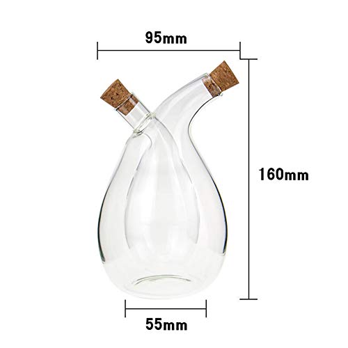 BOLLAER Kitchen Supplies Glass Olive Oil Bottle Cruet (Water droplets), 2 in 1 Kitchen Supplies Glass Oil and Vinegar Bottles of Soy Sauce Vinegar Bottle