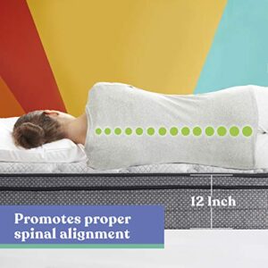 EARLY BIRD Fusion 12 Inch Hybrid Mattress, Queen, Supportive Memory Foam Comfort