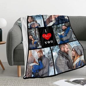 DIYKST Couples Gifts Personalized Photo Blanket for Boyfriend and Girlfriend Custom Valentines Day Blankets Gifts for Boyfriend Husband-4 Sizes