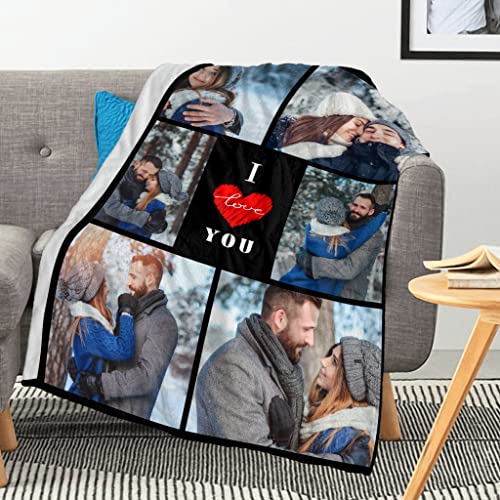 DIYKST Couples Gifts Personalized Photo Blanket for Boyfriend and Girlfriend Custom Valentines Day Blankets Gifts for Boyfriend Husband-4 Sizes