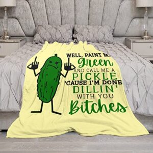 XaocNyx Pickle Blanket Gifts, 80"x60" Cozy Plush Pickle Stuffed Animal Throw Blankets, Pickles Gift Blanket for Women Men Teen Boys Girls Couch Bed Sofa