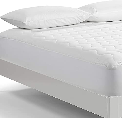 Serta Air Dry Basic Microfiber Fill Cooling Fitted Mattress Pad Cover, King, White