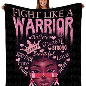 LARSD Breast Cancer Awareness Blanket Breast Cancer Survivor Gifts for Women Warm Soft Sympathy Inspirational Healing Throw Blanket for Couch Bed