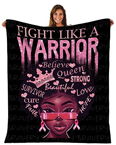 LARSD Breast Cancer Awareness Blanket Breast Cancer Survivor Gifts for Women Warm Soft Sympathy Inspirational Healing Throw Blanket for Couch Bed