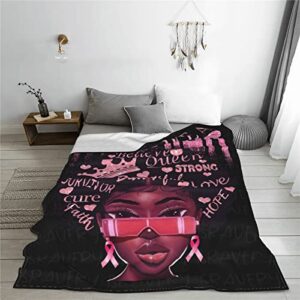 LARSD Breast Cancer Awareness Blanket Breast Cancer Survivor Gifts for Women Warm Soft Sympathy Inspirational Healing Throw Blanket for Couch Bed