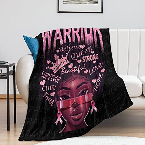 LARSD Breast Cancer Awareness Blanket Breast Cancer Survivor Gifts for Women Warm Soft Sympathy Inspirational Healing Throw Blanket for Couch Bed