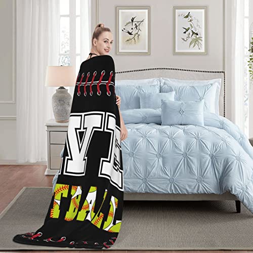 Softball Soft Throw Blanket All Season Microplush Thick Warm Blankets Tufted Fuzzy Flannel Throws Blanket for Bed Sofa Couch 60"x50"