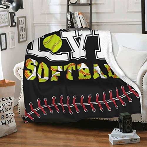 Softball Soft Throw Blanket All Season Microplush Thick Warm Blankets Tufted Fuzzy Flannel Throws Blanket for Bed Sofa Couch 60"x50"