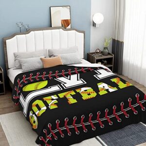 Softball Soft Throw Blanket All Season Microplush Thick Warm Blankets Tufted Fuzzy Flannel Throws Blanket for Bed Sofa Couch 60"x50"