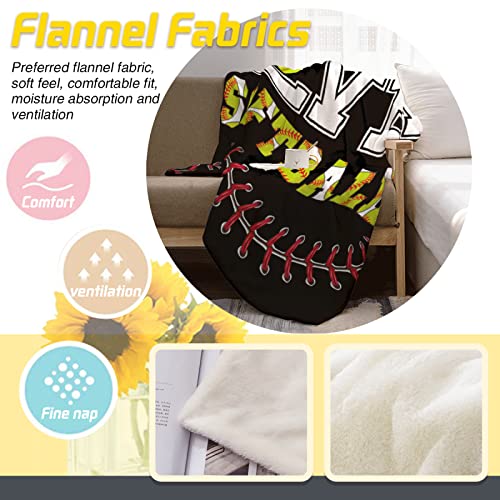 Softball Soft Throw Blanket All Season Microplush Thick Warm Blankets Tufted Fuzzy Flannel Throws Blanket for Bed Sofa Couch 60"x50"