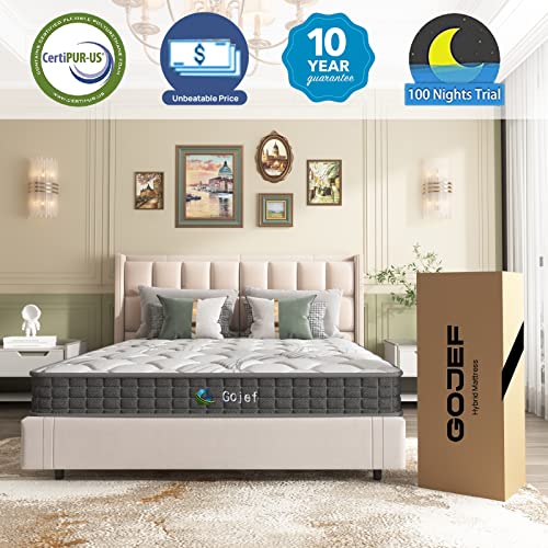 GOJEF Twin Mattress, 8 Inch Hybrid Mattress Twin Size, Memory Foam Mattress in a Box with Breathable Fabric & Supportive Steel Spring Coils, CertiPUR-US Certified & 100 Nights Trial