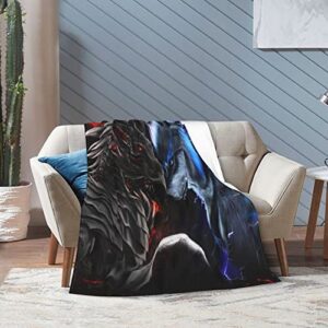 Cool Dragon and Wolf Flannel Fleece Blanket Printed Ultra-Soft Warm Throw Blankets Anti-Pilling for Bed Couch Sofa Travel Camping 50"X40"