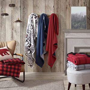 Eddie Bauer - Throw Blanket, Cotton Flannel Home Decor, All Season Reversible Sherpa Bedding (Kettle Falls Grey/Black Throw)