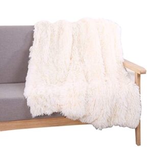 you sa super soft shaggy faux fur blanket ultra plush decorative throw blanket 51''*63'',cream white
