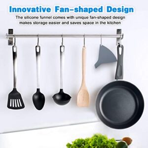 Tinkeep Fan-Shaped Silicone Funnel for Filling Bottles Collapsible Funnel for Kitchen Use Foldable Funnel for Water Bottle Liquid Transter Food Grade Funnel for PowderFDA Gray