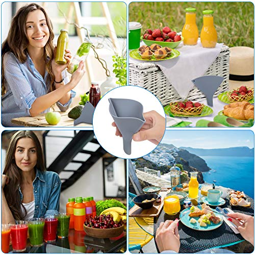Tinkeep Fan-Shaped Silicone Funnel for Filling Bottles Collapsible Funnel for Kitchen Use Foldable Funnel for Water Bottle Liquid Transter Food Grade Funnel for PowderFDA Gray