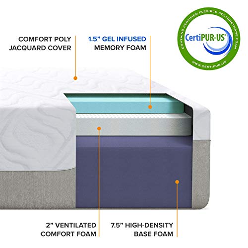 Best Price Mattress 11" Gel Infused Memory Foam Mattress, King Whtie