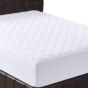 zoyer quilted mattress pad - quilted mattress cover deep pocket stretches up to 16 inches deep, fitted sheet mattress topper - twin