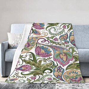 paisley fleece blanket throw blanket, ultra-soft cozy micro fleece blanket for sofa, couch, bed, camping, travel, & car use-all seasons suitable50 x40