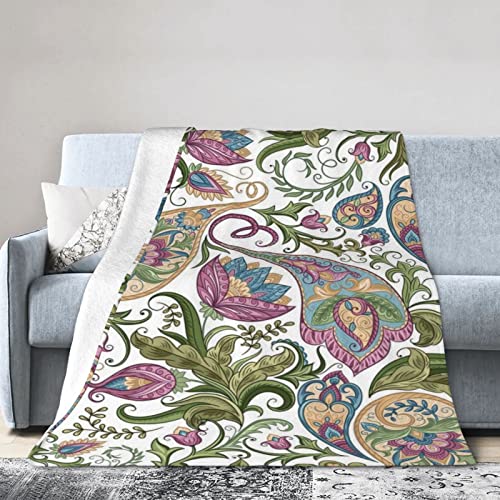 Paisley Fleece Blanket Throw Blanket, Ultra-Soft Cozy Micro Fleece Blanket for Sofa, Couch, Bed, Camping, Travel, & Car Use-All Seasons Suitable50 X40